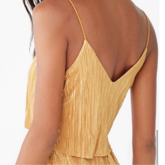 COVERSTITCHED Gold Metallic Spaghetti Strap Festive Romper- Size S - Picture 5 of 8